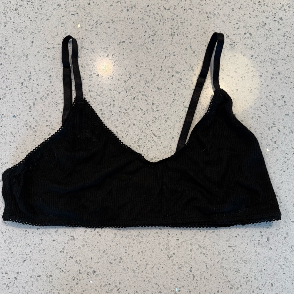 Free People Intimately Midnight Black Bralette Size L